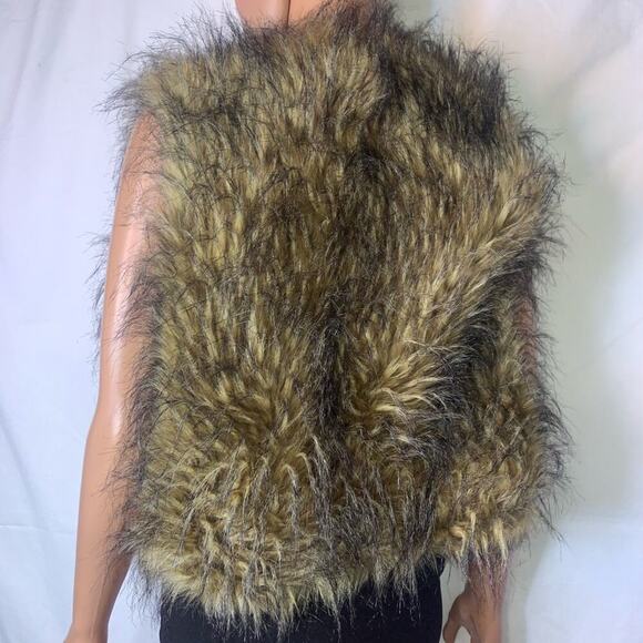 Catch Me faux fur open front vest brown & black SZ S fur vest winter/fall - Picture 3 of 9